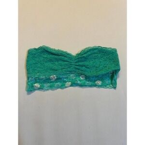 5/ $25 AERIE sea foam green white lace stretchy bandeau bra S